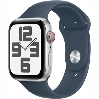 Viedpulkstenis Apple Watch SE 2023 GPS + Cellular 44mm Silver Aluminium Case with Storm Blue Sport Band - M/L